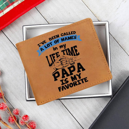 Papa is My Favorite Title Leather Wallet - Mallard Moon Gift Shop