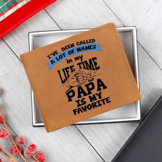 Papa is My Favorite Title Leather Wallet - Mallard Moon Gift Shop