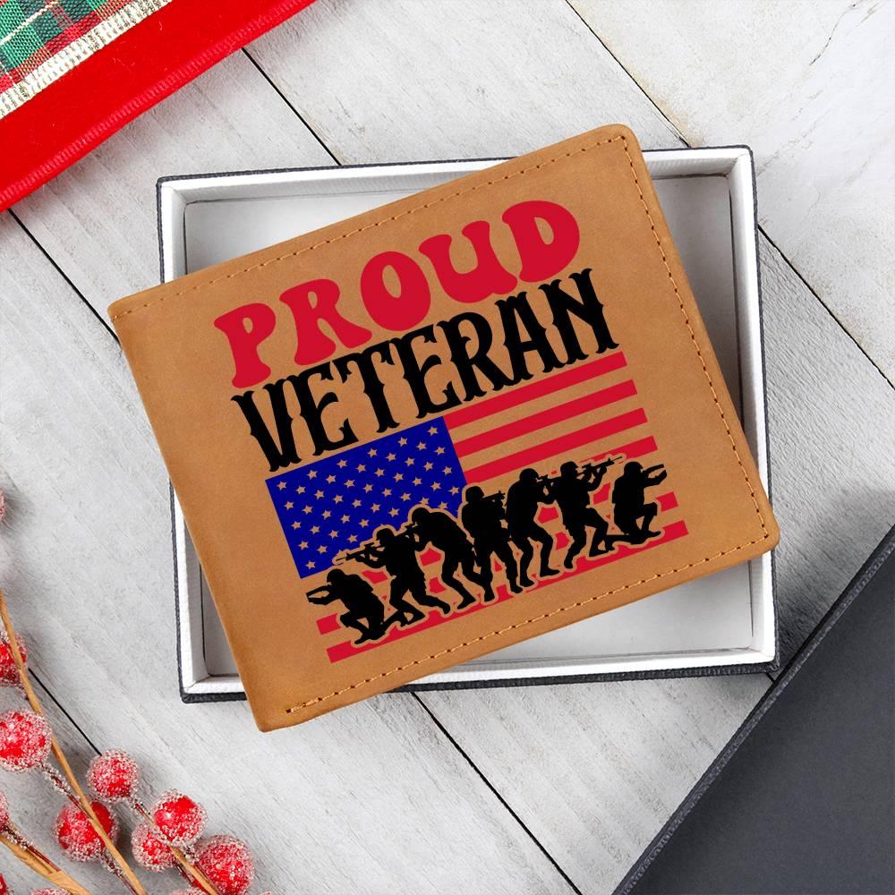 Proud Veteran Genuine Cowhide Leather Wallet - Mallard Moon Gift Shop