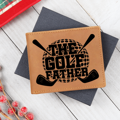 The Golf Father Wallet – Funny Golf Gift for Dad – Full Grain Leather Bifold Wallet in Gift Box - Mallard Moon Gift Shop