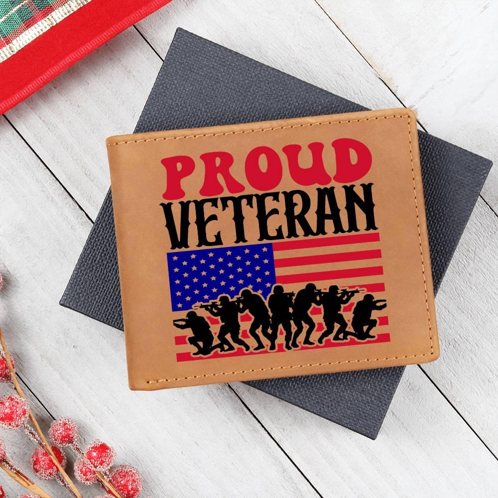 Proud Veteran Genuine Cowhide Leather Wallet - Mallard Moon Gift Shop