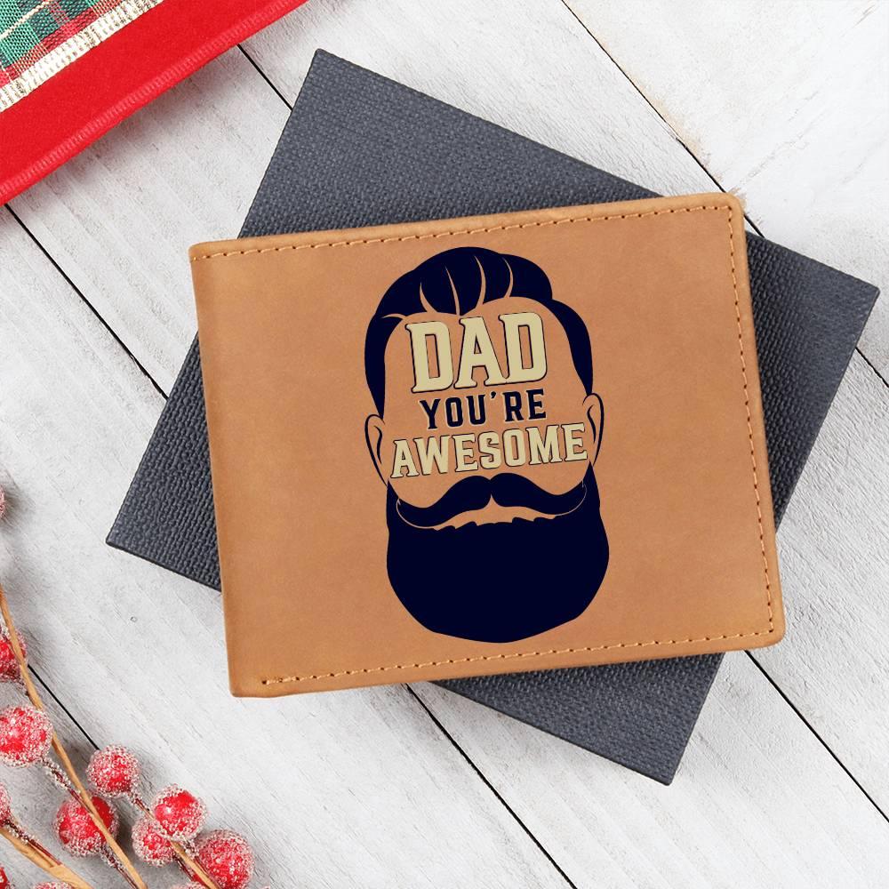 Gift for Dad - You Are Awesome Genuine Cowhide Leather Wallet - Mallard Moon Gift Shop