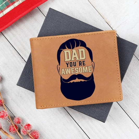 Gift for Dad - You Are Awesome Genuine Cowhide Leather Wallet - Mallard Moon Gift Shop