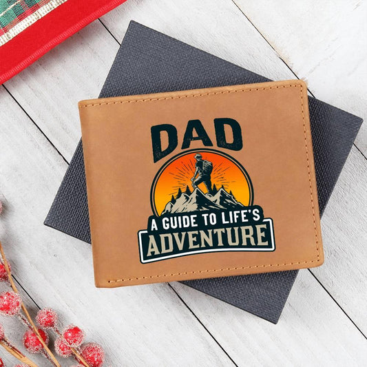 Dad Gift - A Guide to Life's Adventure Genuine Cowhide Leather Wallet - Mallard Moon Gift Shop