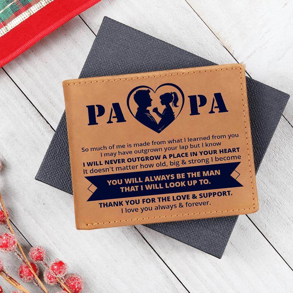 Gift for Papa - Never Outgrow Your Heart Genuine Cowhide Leather Wallet - Mallard Moon Gift Shop