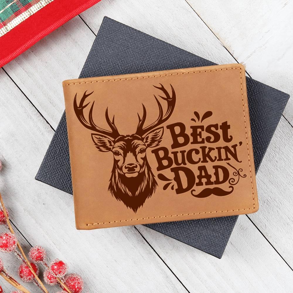 Best Buckin' Dad Genuine Cowhide Leather Wallet - Mallard Moon Gift Shop