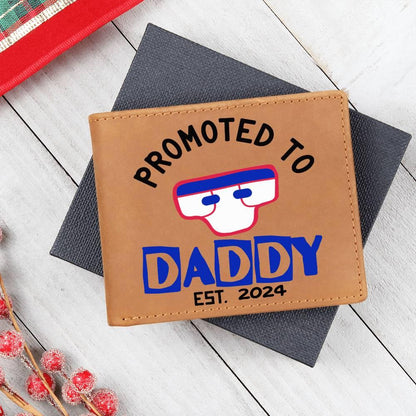 Promoted to Daddy 2024 Leather Wallet - Mallard Moon Gift Shop
