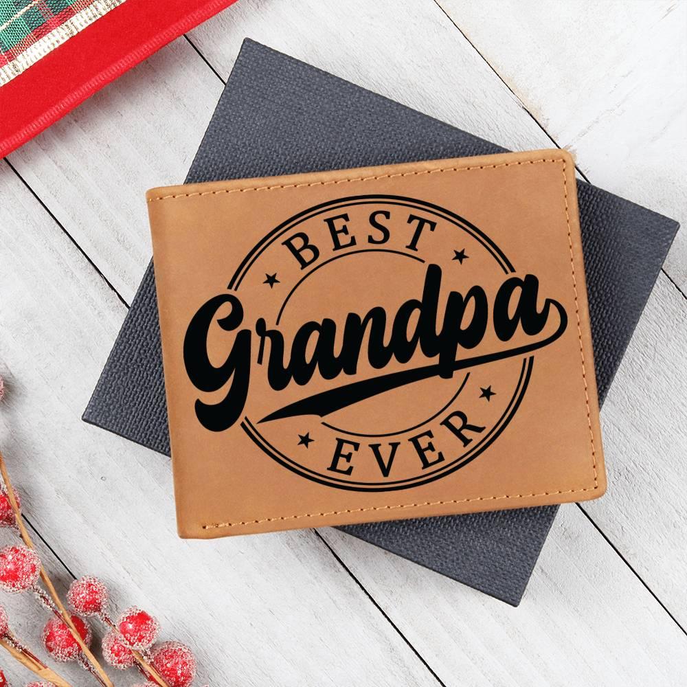 Grandfather Gift - Best Grandpa Ever Genuine Cowhide Leather Wallet - Mallard Moon Gift Shop