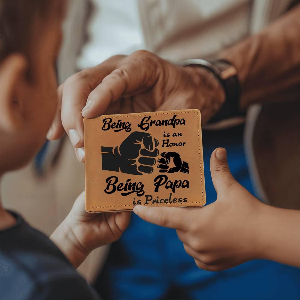 Being Grandpa is an Honor Leather Wallet - Mallard Moon Gift Shop