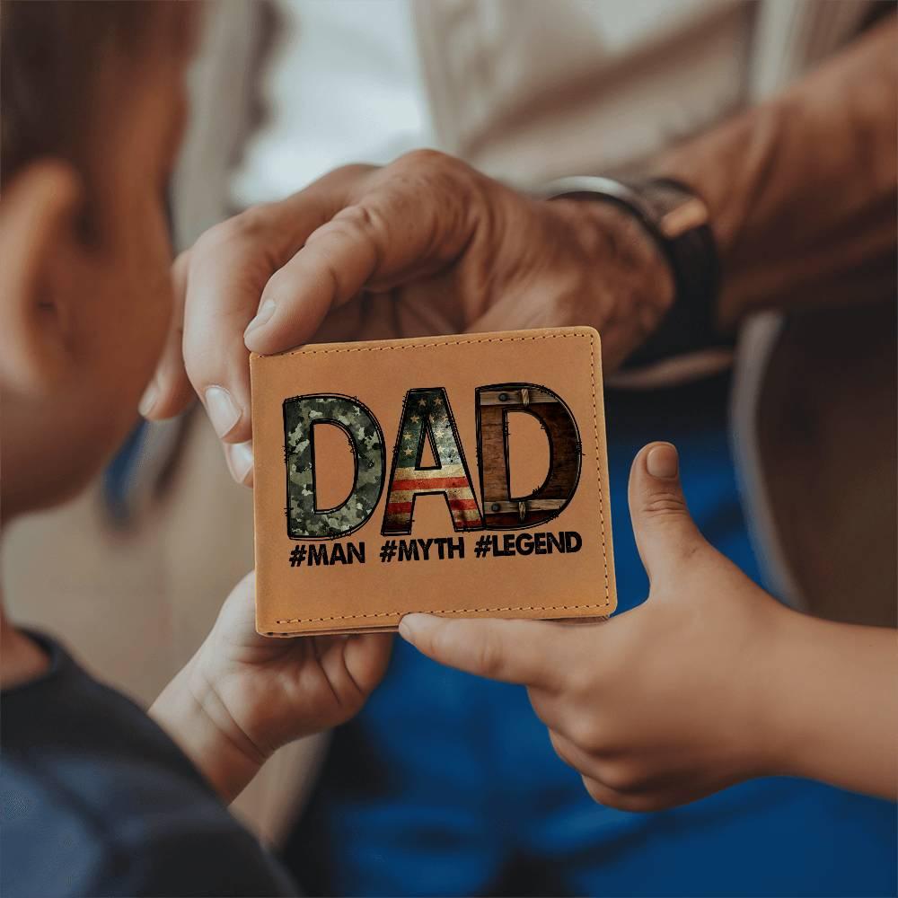 DAD Custom Printed Leather Wallet - Man - Myth - Legend - Mallard Moon Gift Shop