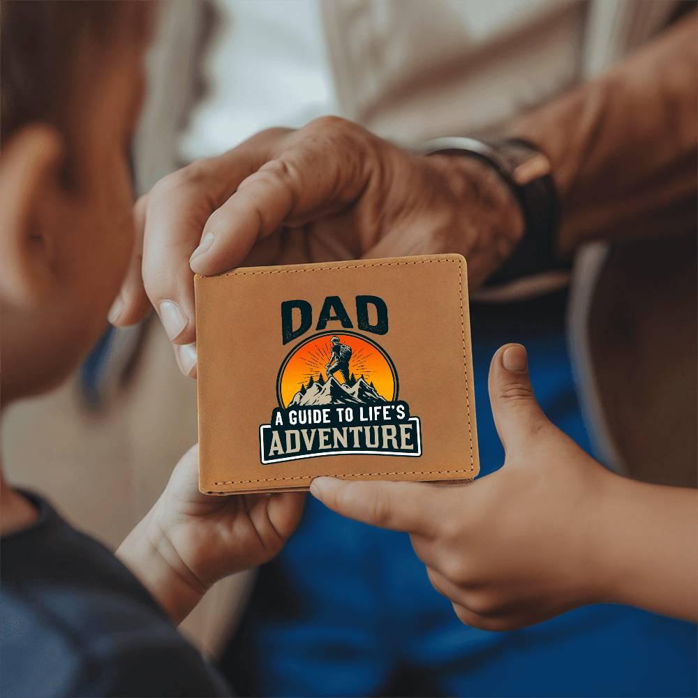 Dad Gift - A Guide to Life's Adventure Genuine Cowhide Leather Wallet - Mallard Moon Gift Shop