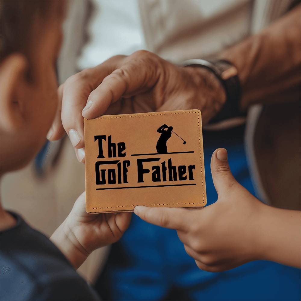 The Golf Father Leather Wallet – Full Grain Cowhide Bifold – Funny Golf Gift for Dad, Grandpa, or Husband - Mallard Moon Gift Shop