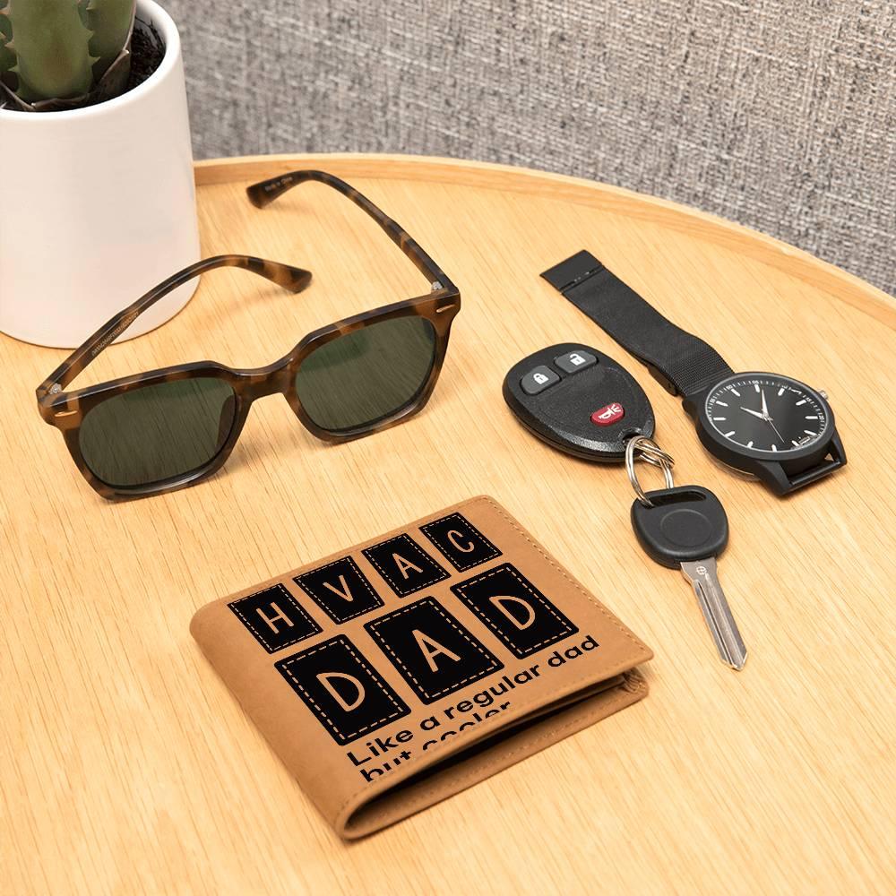 Dad Gift - HVAC Dad Like a Regular Dad But Cooler Leather Wallet - Mallard Moon Gift Shop