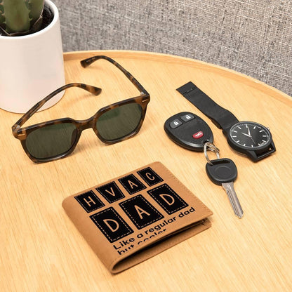 Dad Gift - HVAC Dad Like a Regular Dad But Cooler Leather Wallet - Mallard Moon Gift Shop