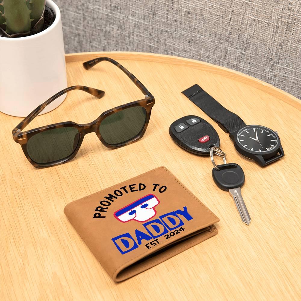 Promoted to Daddy 2024 Leather Wallet - Mallard Moon Gift Shop