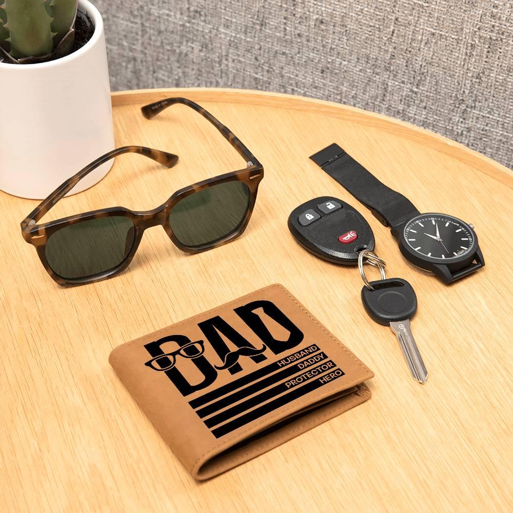 Dad Gift - Husband Daddy Protector Hero Leather Wallet - Mallard Moon Gift Shop