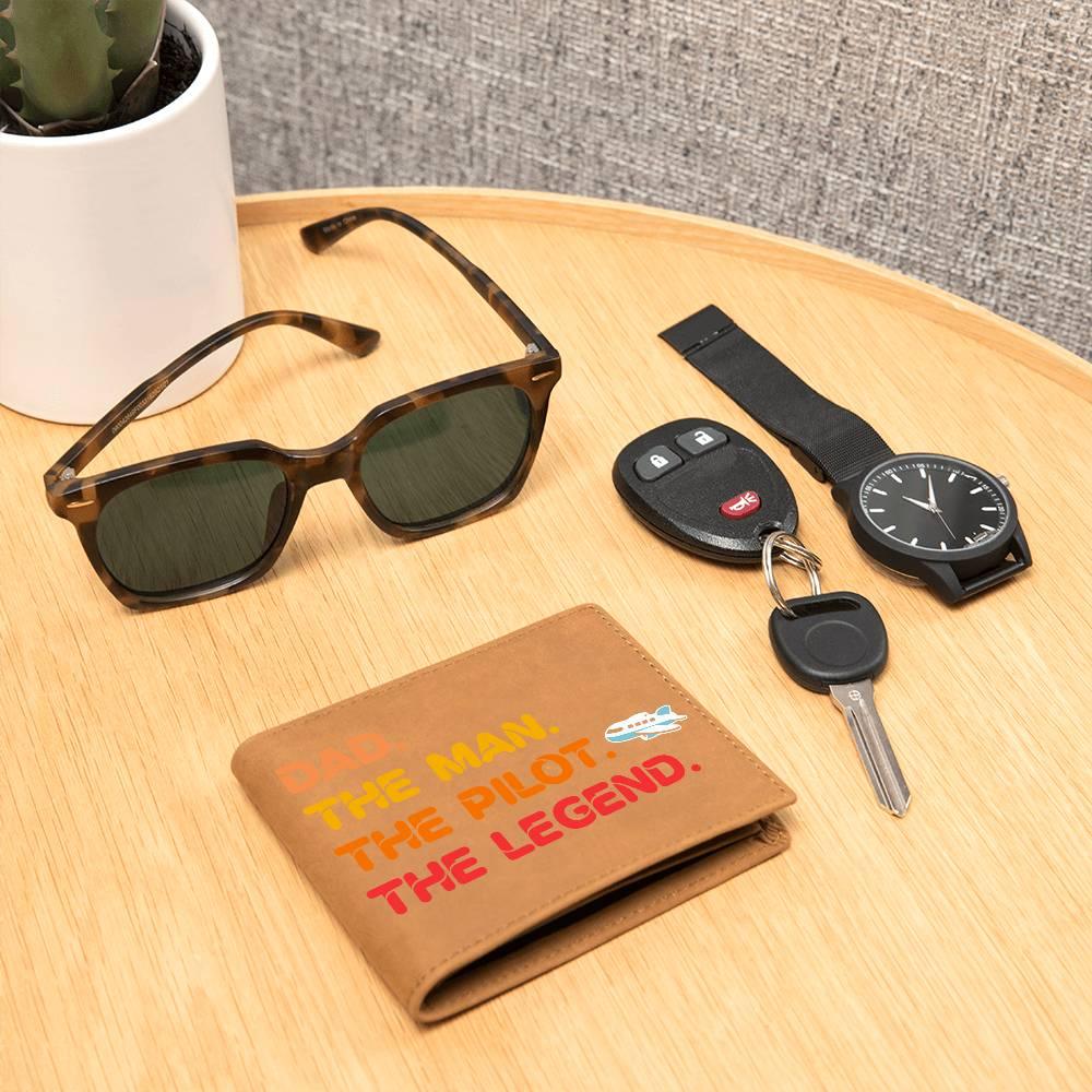 Dad The Man The Pilot The Legend Leather Wallet - Mallard Moon Gift Shop