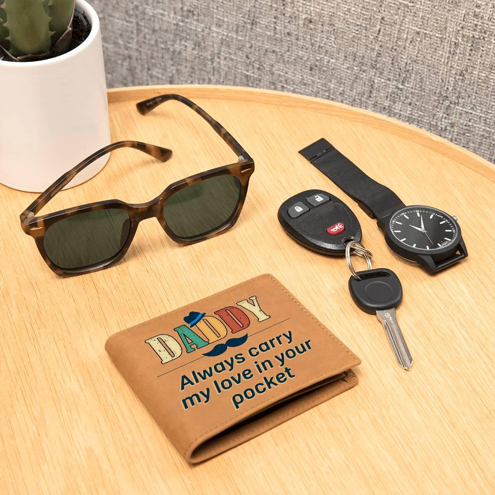 Dad Gift - Daddy Always Carry My Love in your Pocket Genuine Cowhide Leather Wallet - Mallard Moon Gift Shop