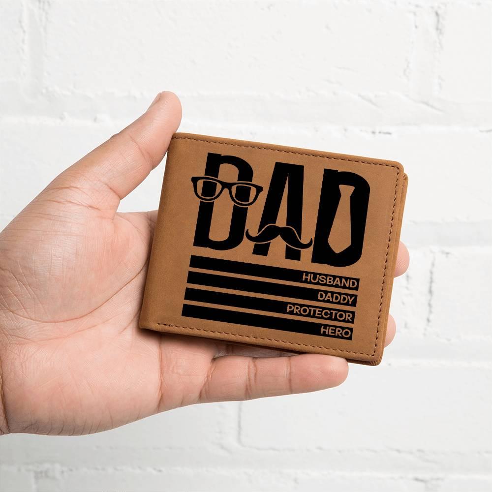 Dad Gift - Husband Daddy Protector Hero Leather Wallet - Mallard Moon Gift Shop