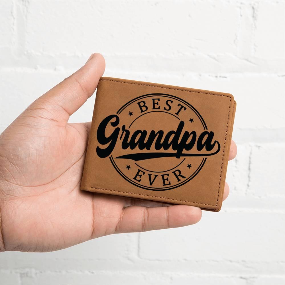 Grandfather Gift - Best Grandpa Ever Genuine Cowhide Leather Wallet - Mallard Moon Gift Shop