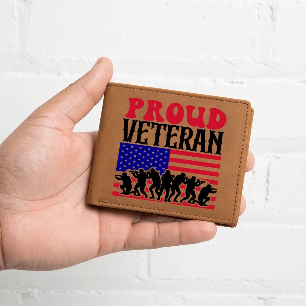 Proud Veteran Genuine Cowhide Leather Wallet - Mallard Moon Gift Shop
