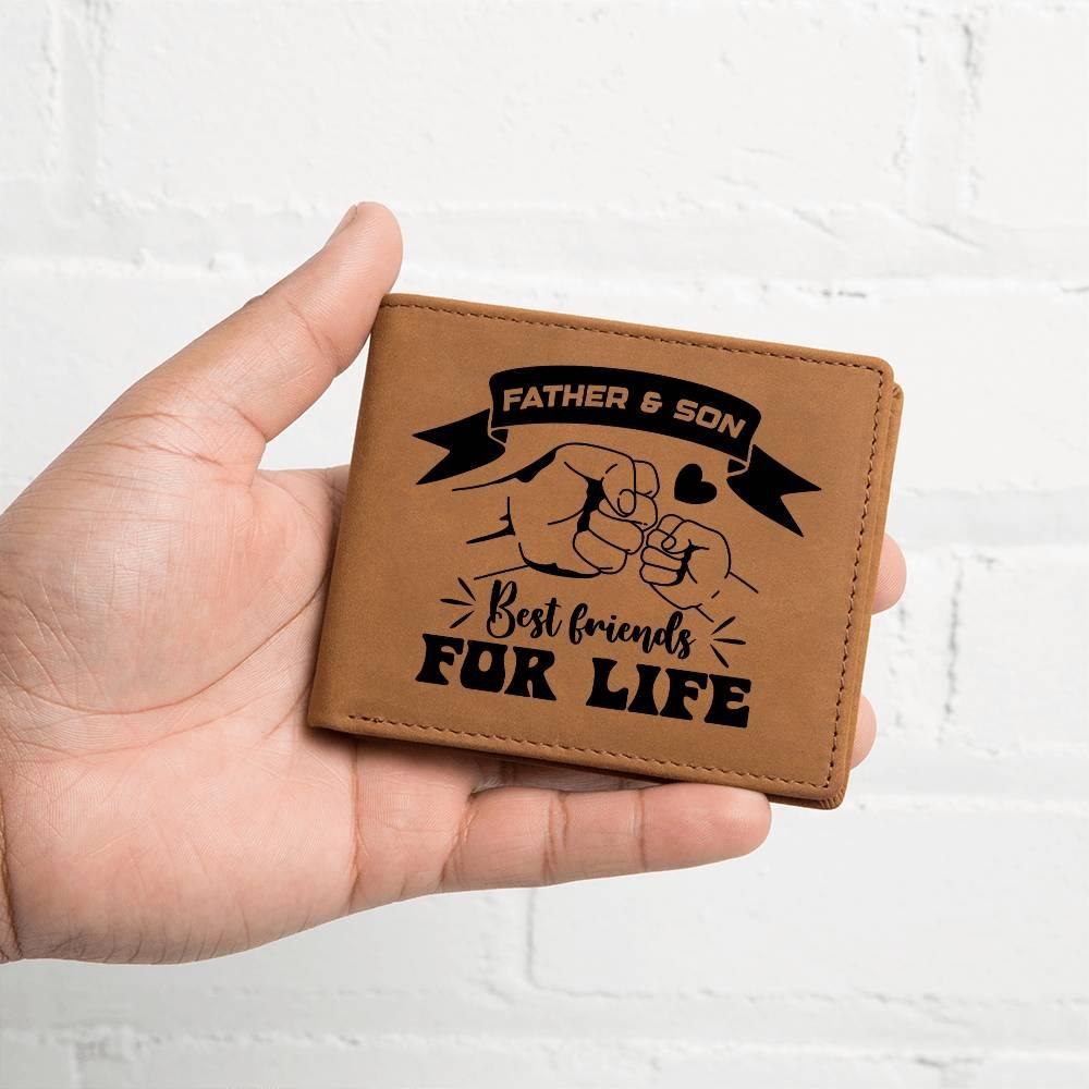 Father and Son Best Friends for Life Leather Wallet - Mallard Moon Gift Shop