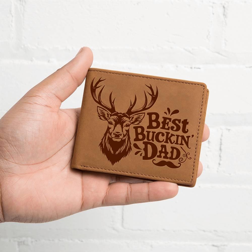 Best Buckin' Dad Genuine Cowhide Leather Wallet - Mallard Moon Gift Shop