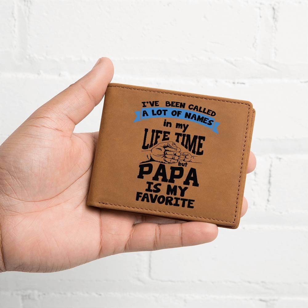 Papa is My Favorite Title Leather Wallet - Mallard Moon Gift Shop