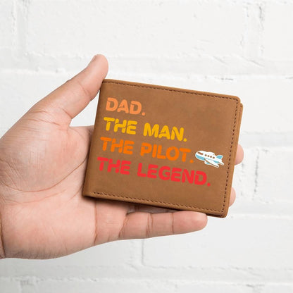 Dad The Man The Pilot The Legend Leather Wallet - Mallard Moon Gift Shop