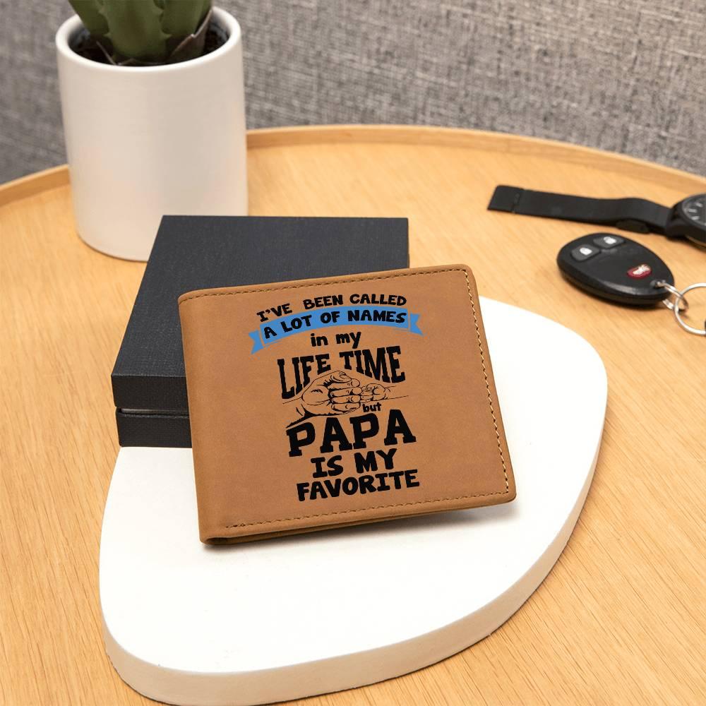 Papa is My Favorite Title Leather Wallet - Mallard Moon Gift Shop