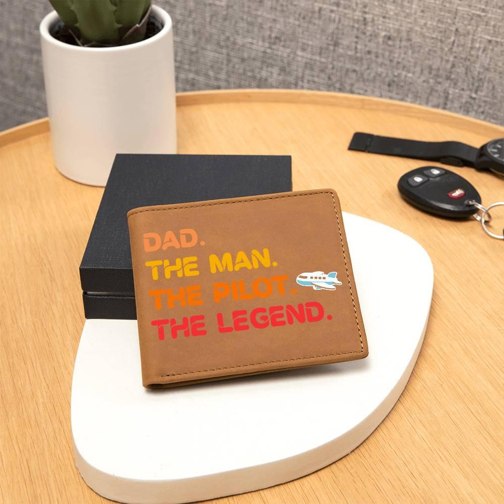 Dad The Man The Pilot The Legend Leather Wallet - Mallard Moon Gift Shop