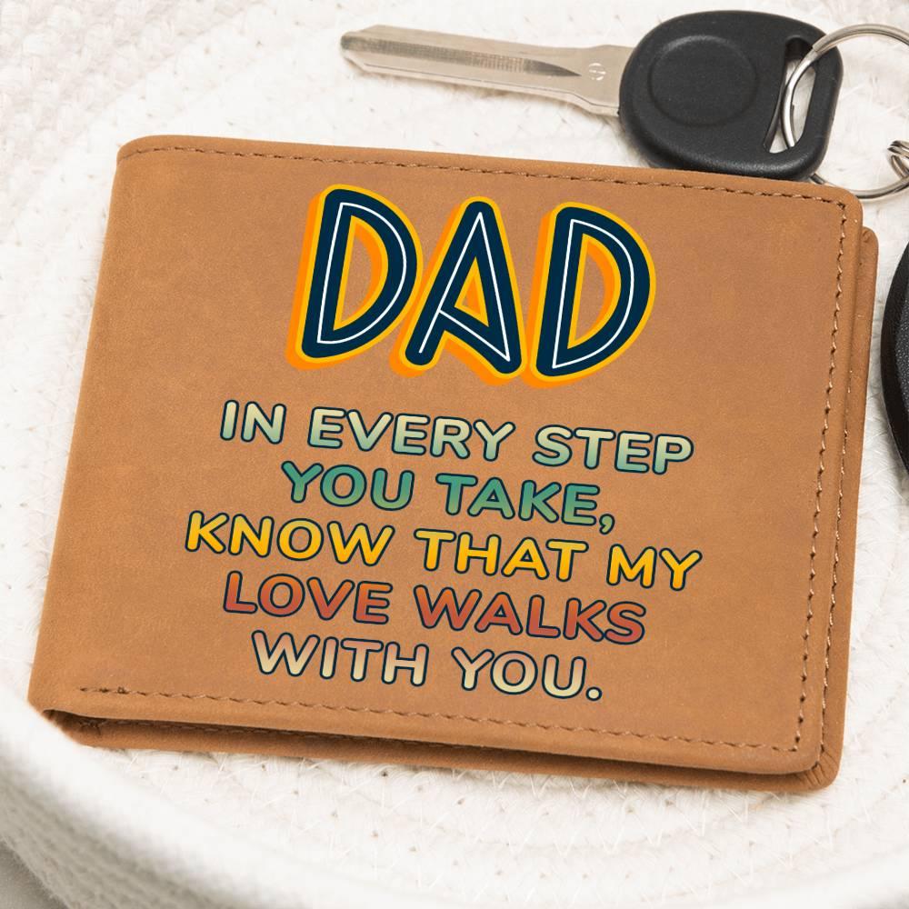 Gift for Dad - In Every Step Love Walks With You Genuine Cowhide Leather Wallet - Mallard Moon Gift Shop