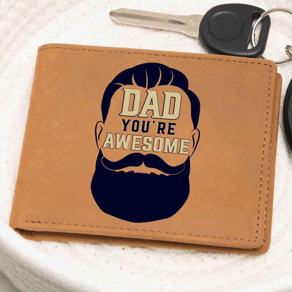 Gift for Dad - You Are Awesome Genuine Cowhide Leather Wallet - Mallard Moon Gift Shop