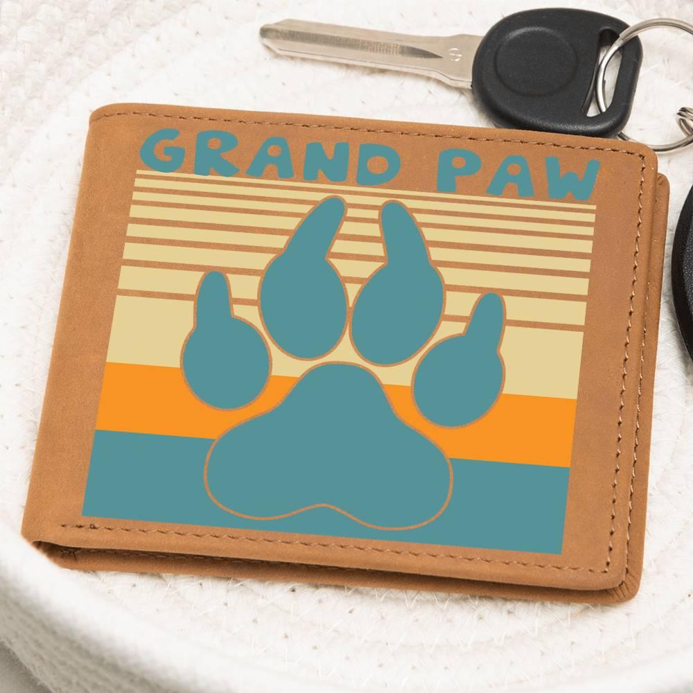 Grand Paw Leather Wallet Gift for Grandfather - Mallard Moon Gift Shop