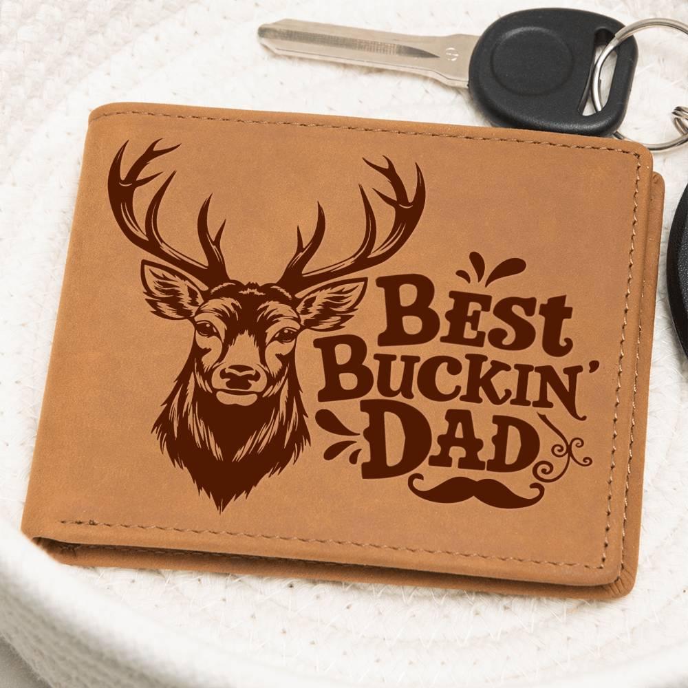 Best Buckin' Dad Genuine Cowhide Leather Wallet - Mallard Moon Gift Shop