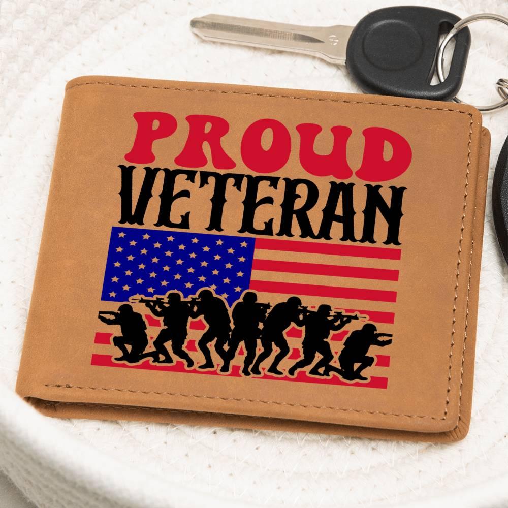 Proud Veteran Genuine Cowhide Leather Wallet - Mallard Moon Gift Shop
