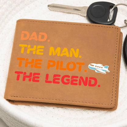 Dad The Man The Pilot The Legend Leather Wallet - Mallard Moon Gift Shop