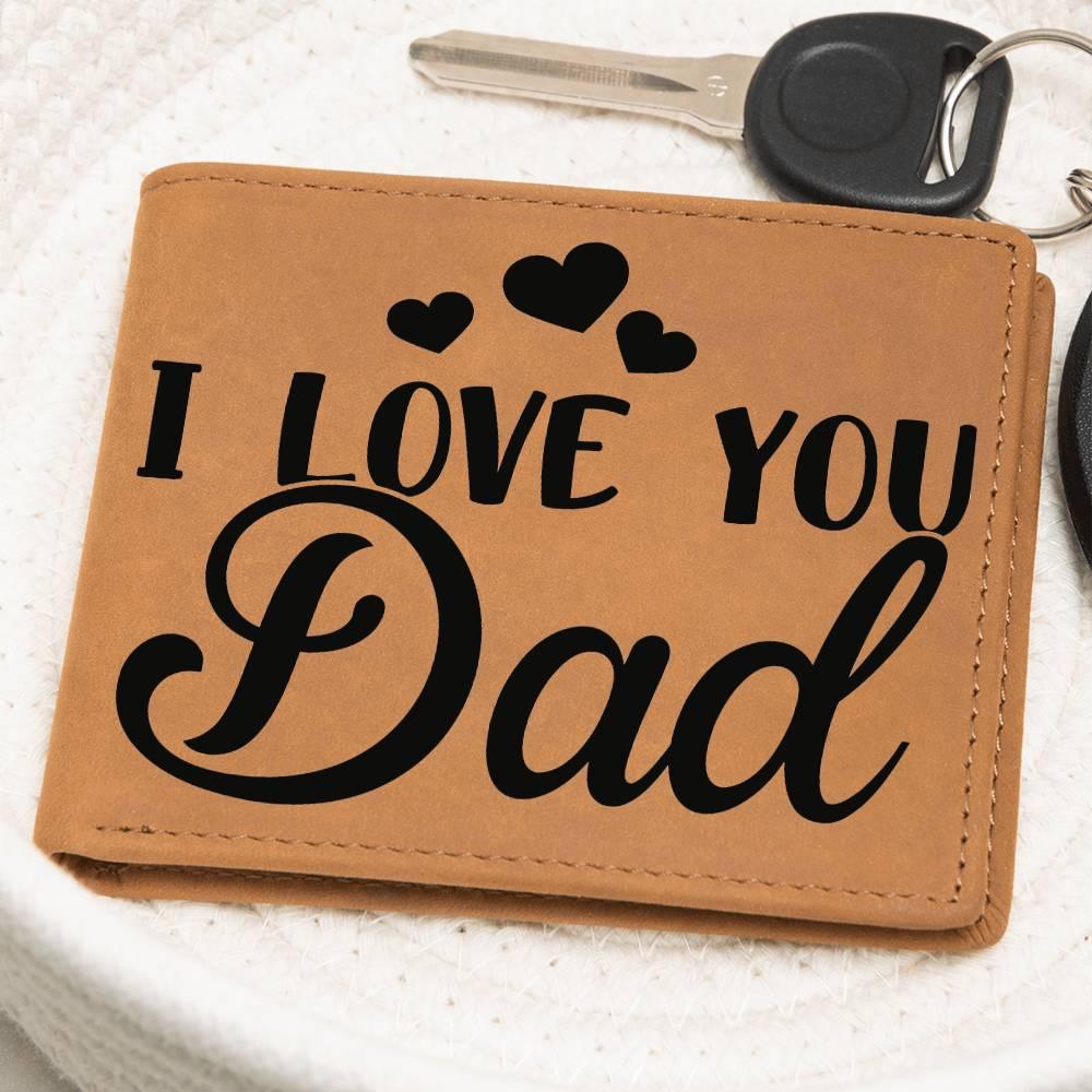 Dad Gift - I Love You Dad Genuine Cowhide Leather Wallet - Mallard Moon Gift Shop