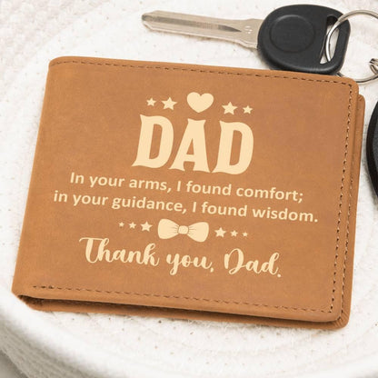 Dad In Your Arms, I Found Comfort Genuine Cowhide Leather Wallet - Mallard Moon Gift Shop