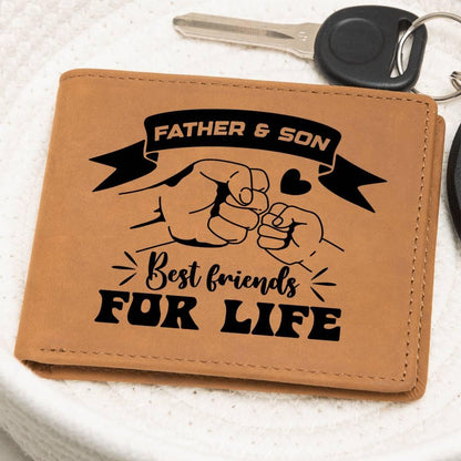 Father and Son Best Friends for Life Leather Wallet - Mallard Moon Gift Shop