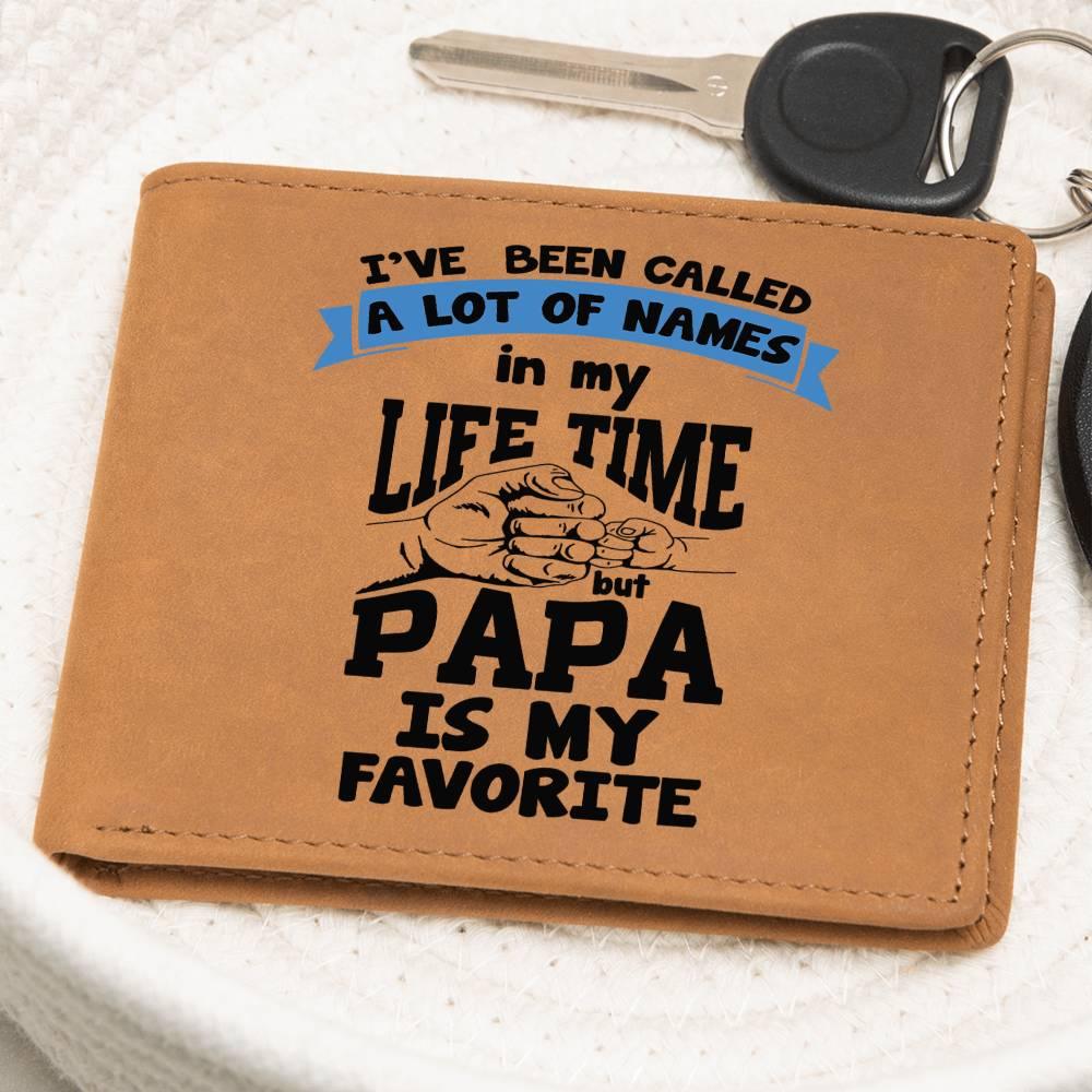 Papa is My Favorite Title Leather Wallet - Mallard Moon Gift Shop