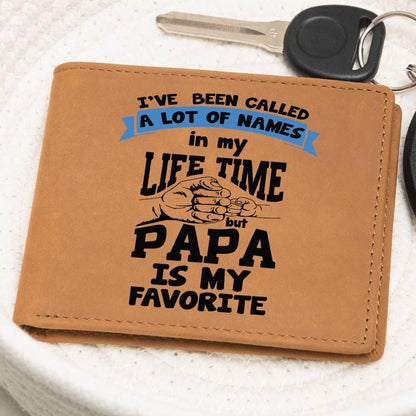 Papa is My Favorite Title Leather Wallet - Mallard Moon Gift Shop