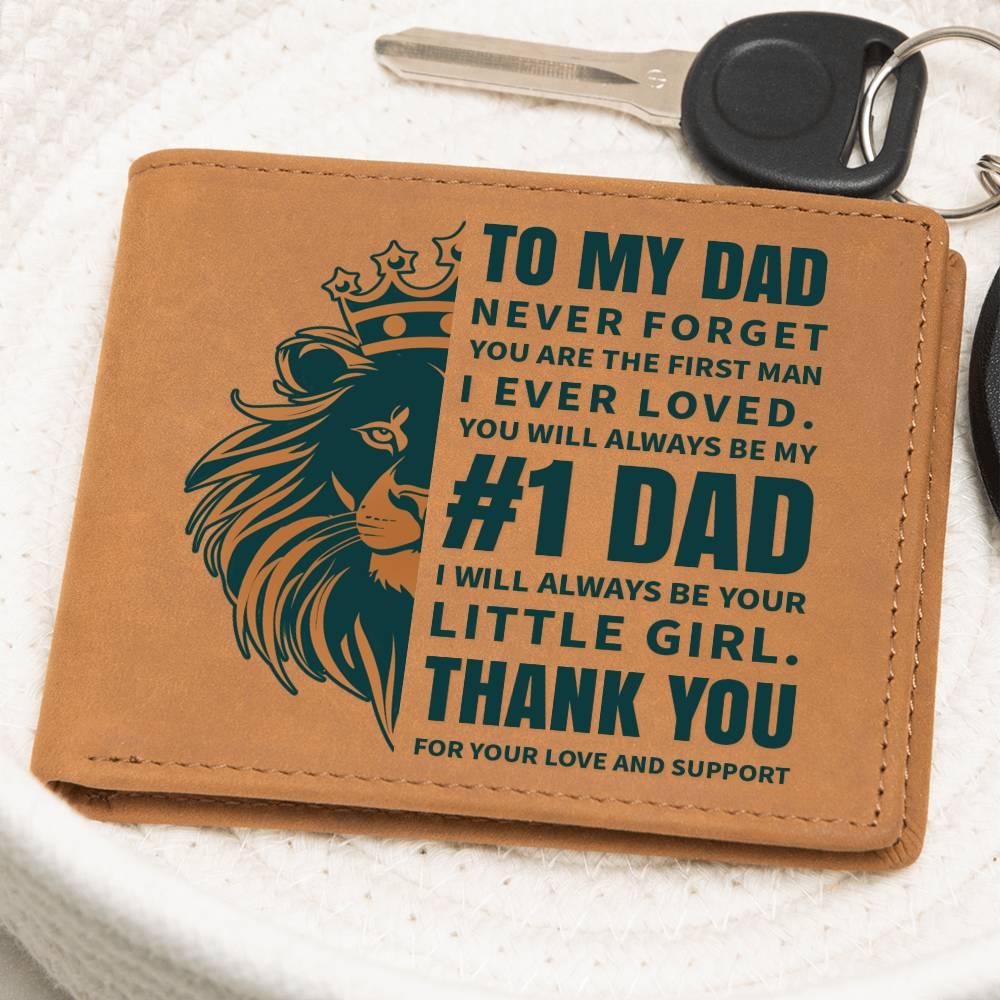 To My Dad - First Man I Loved-Always be Your Little Girl Genuine Cowhide Leather Wallet - Mallard Moon Gift Shop