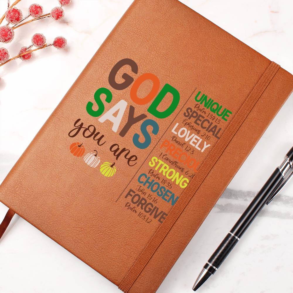 Inspirational Personalized Graphic Journal - God Says You Are Unique - Mallard Moon Gift Shop