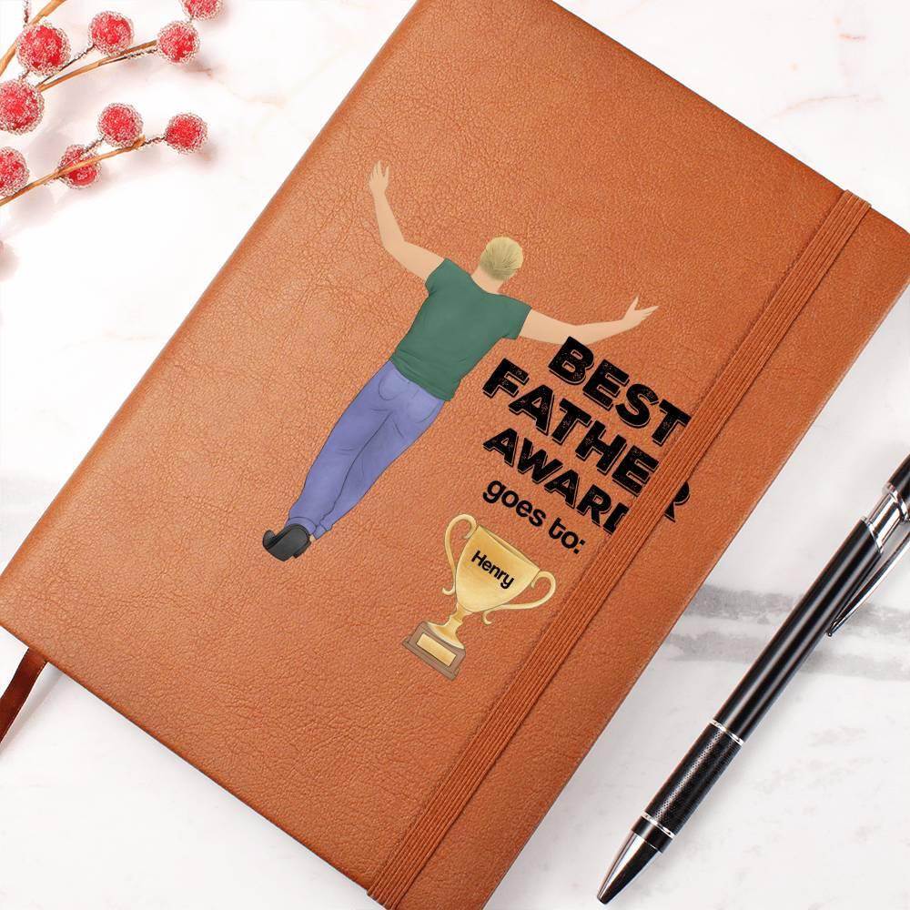 Dad Best Father Award Personalized Graphic Leather Journal - Mallard Moon Gift Shop