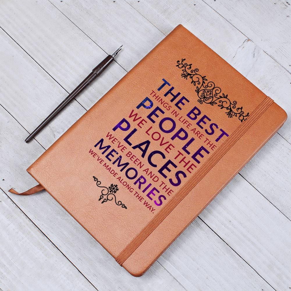 The Best Things are the People We Love Leather Journal - Mallard Moon Gift Shop