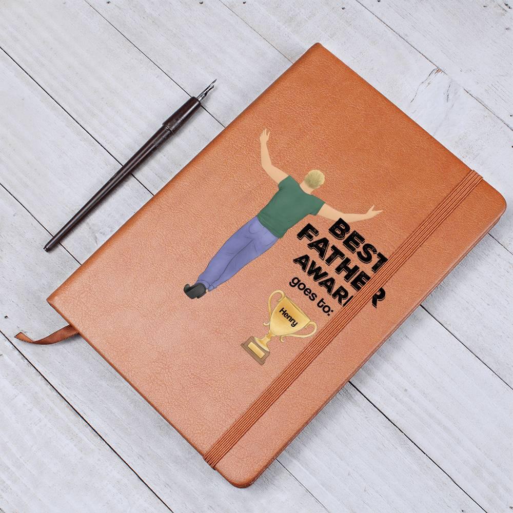 Dad Best Father Award Personalized Graphic Leather Journal - Mallard Moon Gift Shop