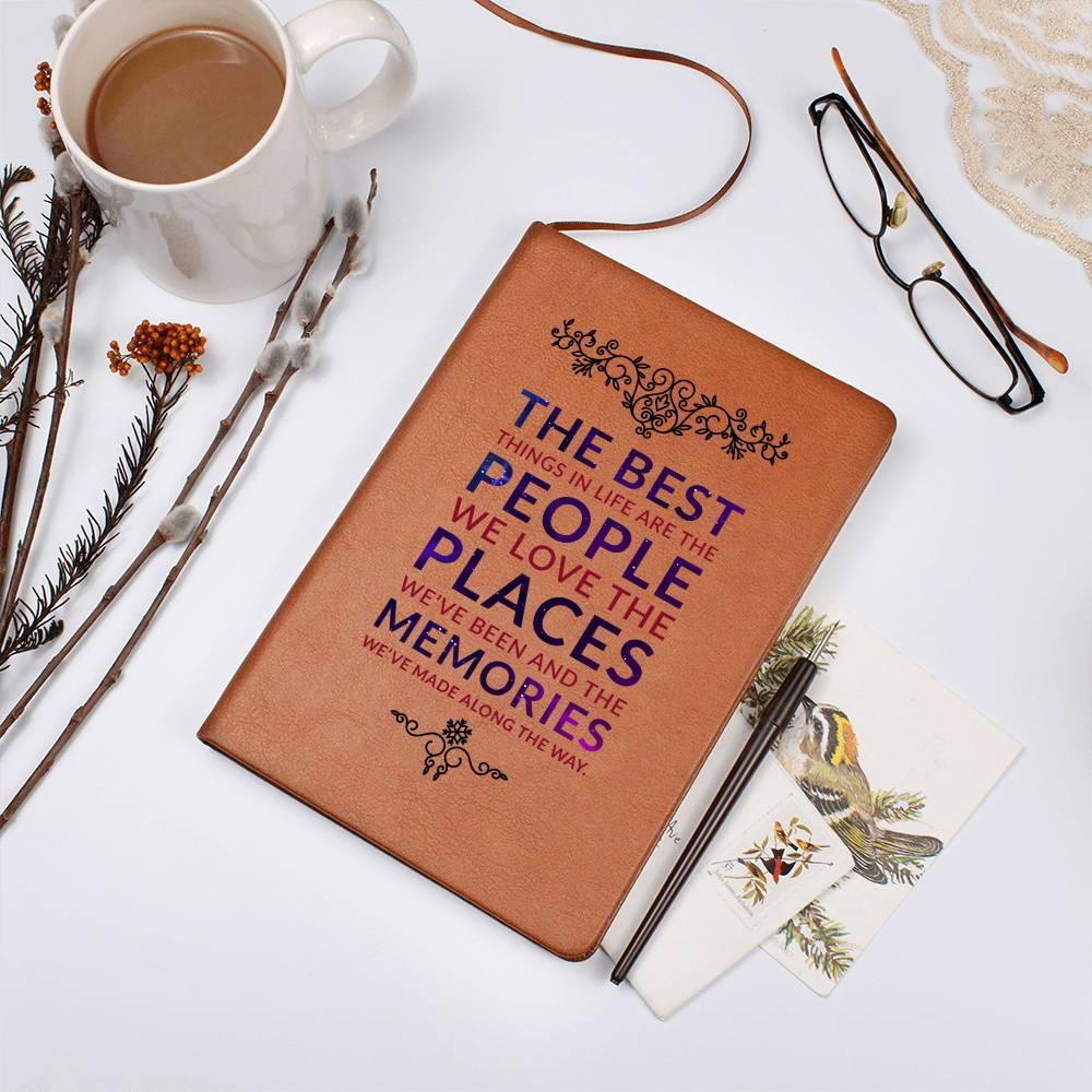 The Best Things are the People We Love Leather Journal - Mallard Moon Gift Shop
