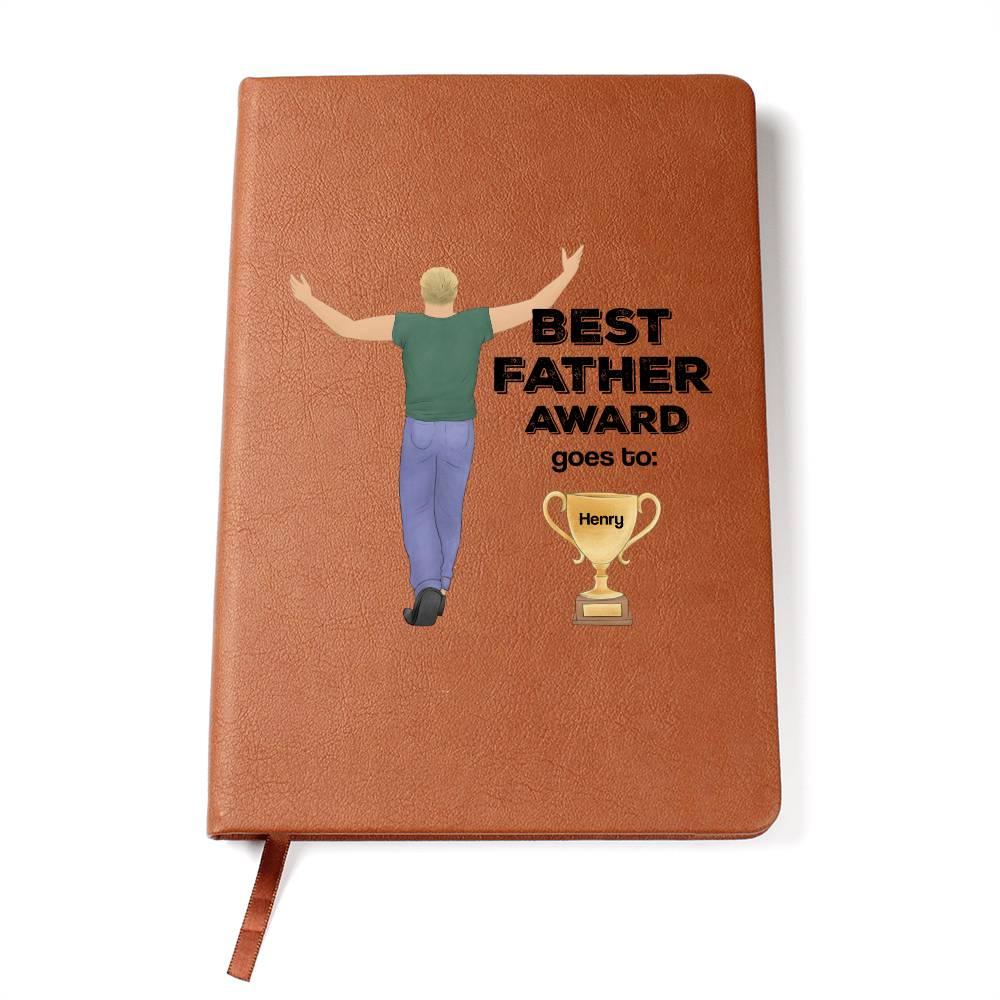Dad Best Father Award Personalized Graphic Leather Journal - Mallard Moon Gift Shop