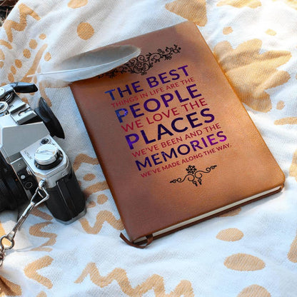 The Best Things are the People We Love Leather Journal - Mallard Moon Gift Shop